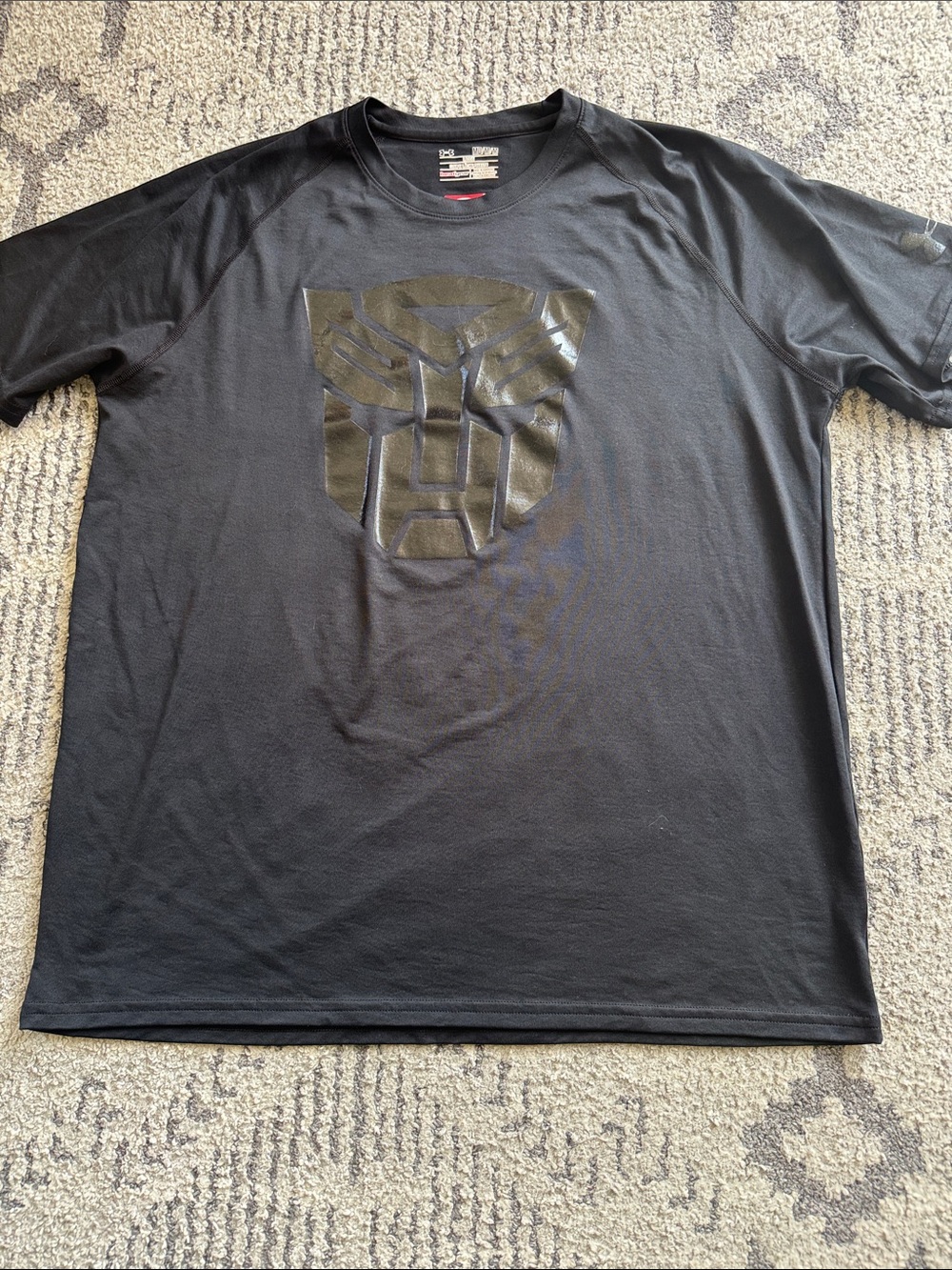 Under Armour Black Short Sleeve Tee with Gloss Transformers Emblem